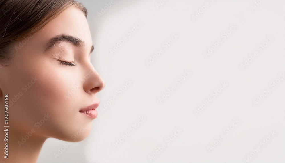 Profile of feminine face with closed eyes and make-up Profile of feminine face with closed eyes and make-up