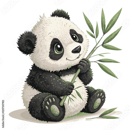 vector illustration of cute baby panda bear sitting