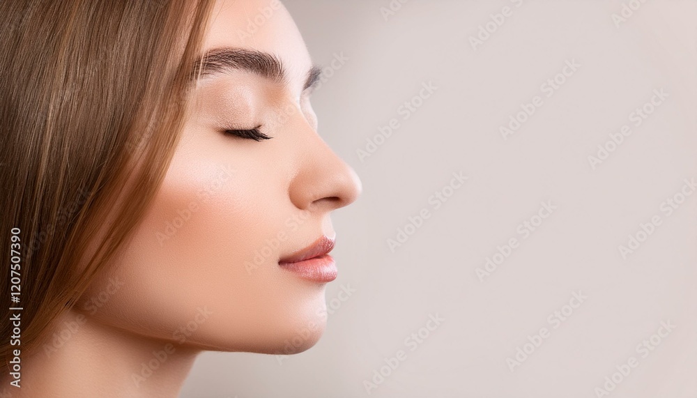 Profile of feminine face with closed eyes and make-up Profile of feminine face with closed eyes and make-up