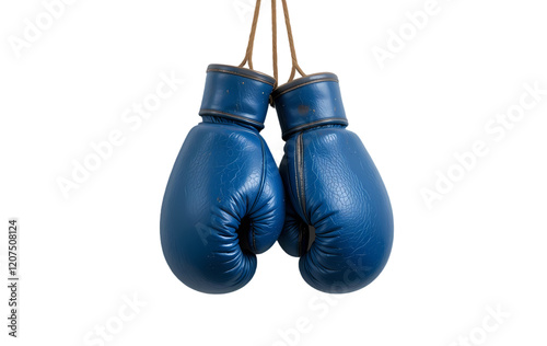 Blue boxing gloves isolated on white and transparent photo