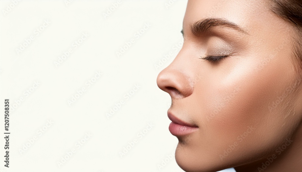 Profile of feminine face with closed eyes and make-up Profile of feminine face with closed eyes and make-up