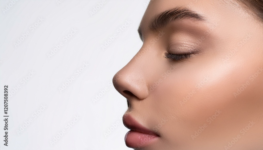 Profile of feminine face with closed eyes and make-up Profile of feminine face with closed eyes and make-up