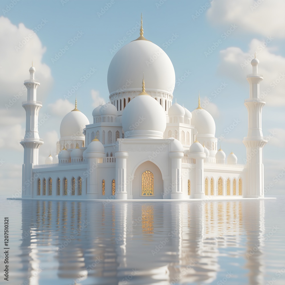Fototapeta premium A highly detailed 3D cute icon mosque render