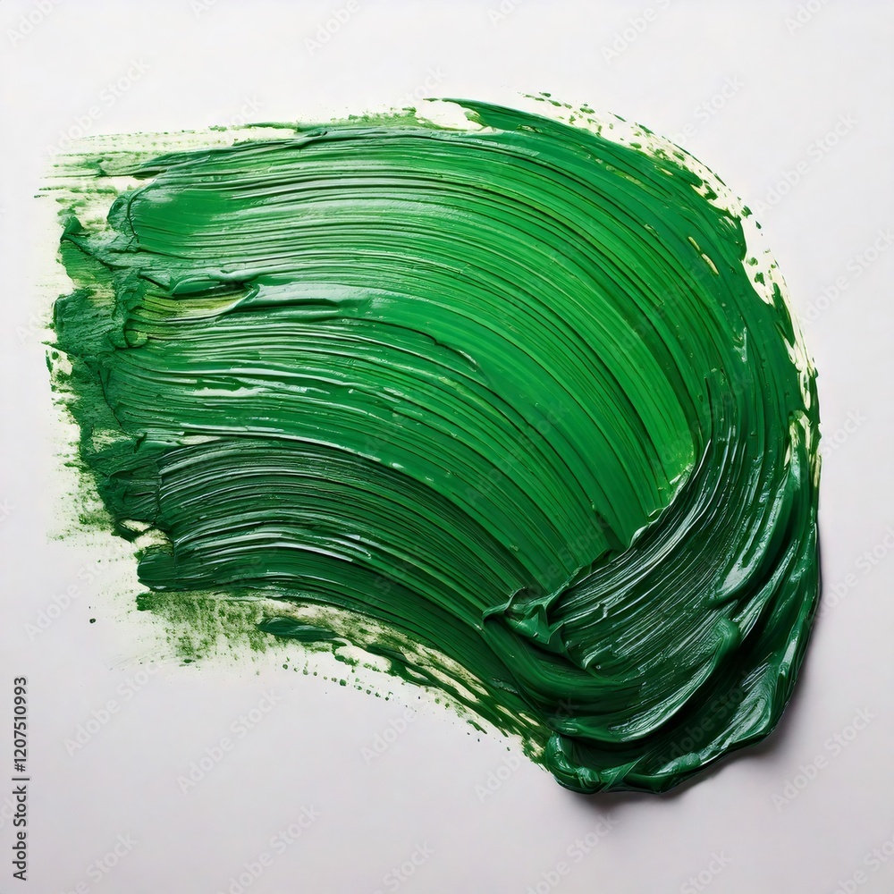 Green acrylic paint stroke creating dynamic visual texture Green acrylic paint stroke creating dynamic visual texture