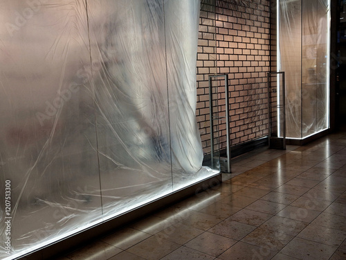 Принти на полотні Backlighting of glass shop window