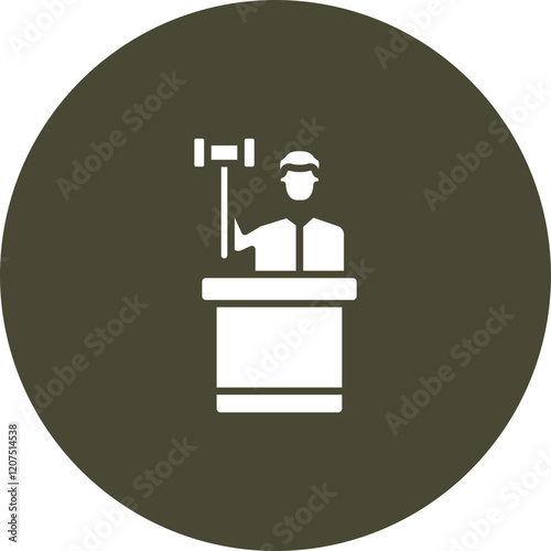 Judge With Hammer Vector Icon Design