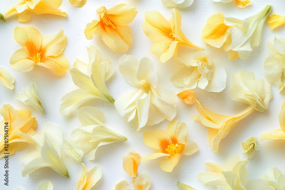 Obraz premium Elegant Yellow and White Freesia Blooms: Delicate Petals, Springtime Beauty, Floral Design one post 