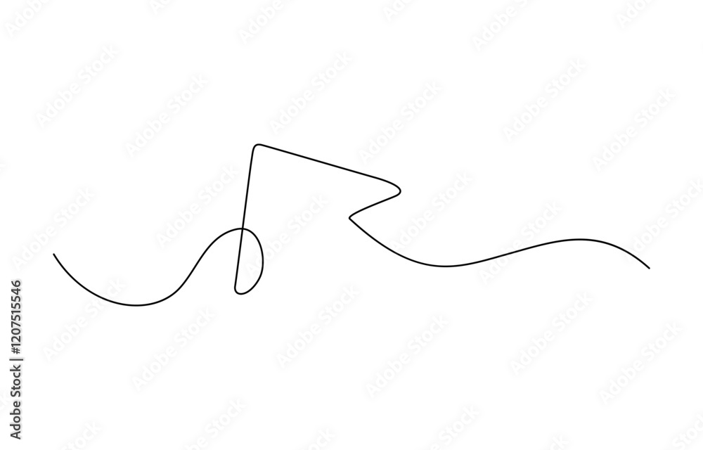 Fototapeta premium Continuous line drawing of arrow symbol abstract line art illustration, Arrow path in one continuous line drawing.