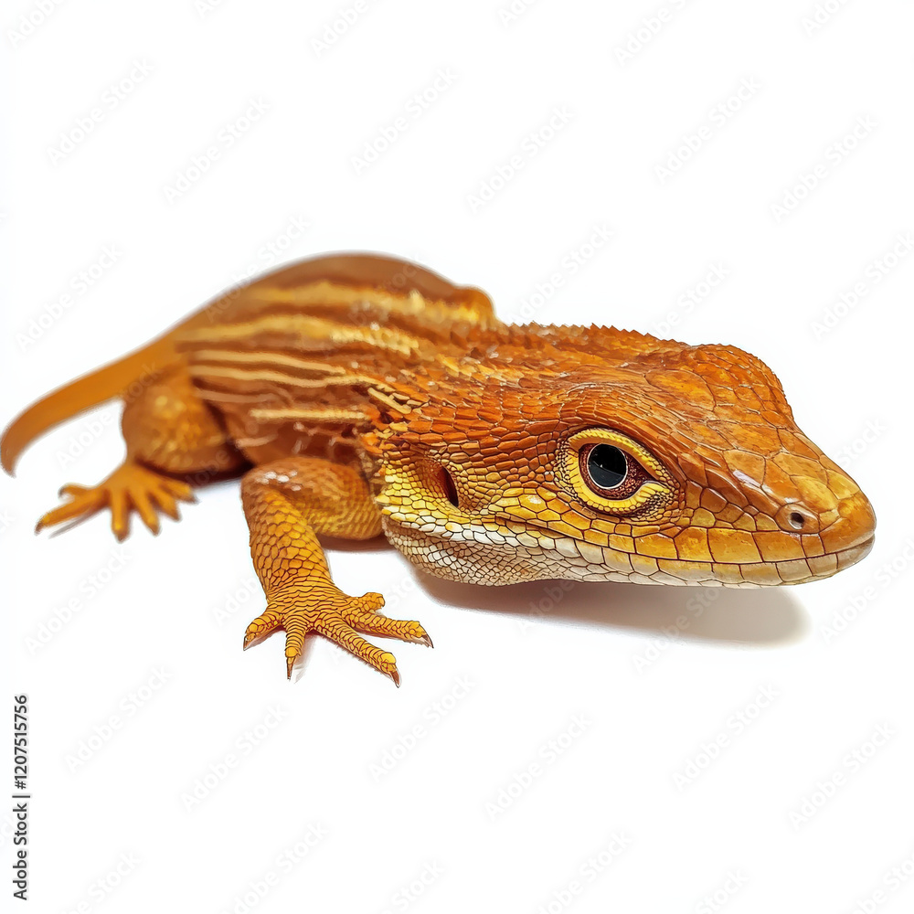Naklejka premium Orange lizard on white background