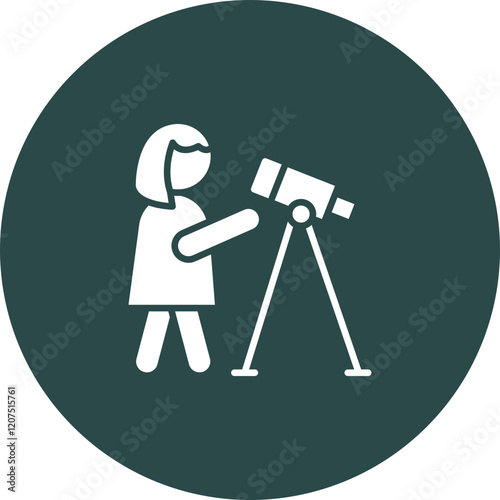 Astronomer Woman Vector Icon Design
