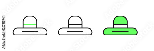 Set line Gardener, farmer or agricultural worker hat icon isolated on white background. Vector