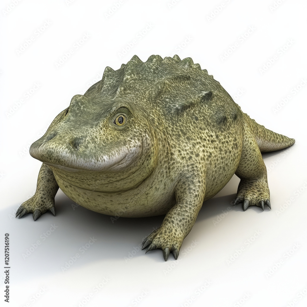 Obraz premium Plump prehistoric amphibian, textured skin, short legs