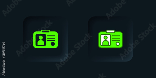 Green Taxi driver license icon isolated on black background. Black square button. Vector