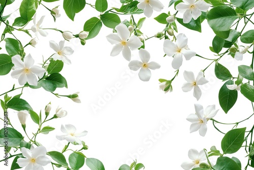 Wallpaper Mural Delicate White Jasmine Blossoms: Pure Elegance on White Background, Perfect for Design Projects &    Torontodigital.ca