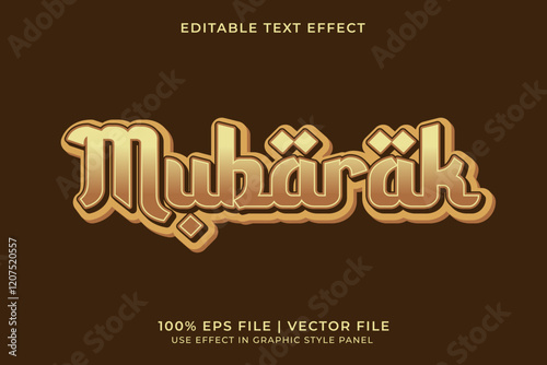 Eid Mubarak Editable Vector Text Effect. Ramadan Template. Arabic editable font template