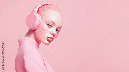 Portrait of a girl minimalist music lover.