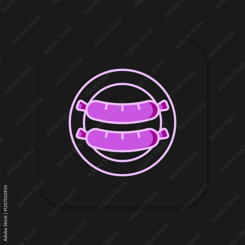 Filled outline Sausage icon isolated on black background. Grilled sausage and aroma sign. Flat filled outline style with shadow. Vector Filled outline Sausage icon isolated on black background. Grilled sausage and aroma sign. Flat filled outline style with shadow. Vector
