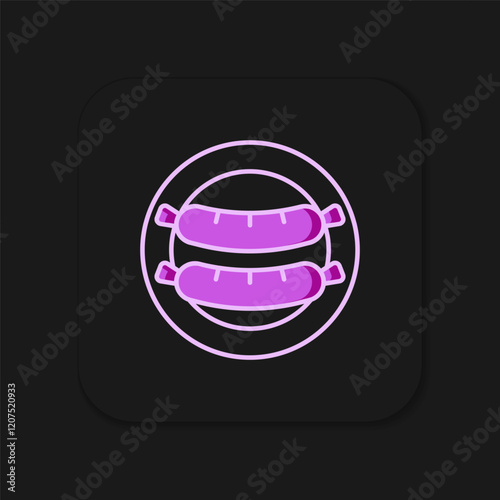 Filled outline Sausage icon isolated on black background. Grilled sausage and aroma sign. Flat filled outline style with shadow. Vector