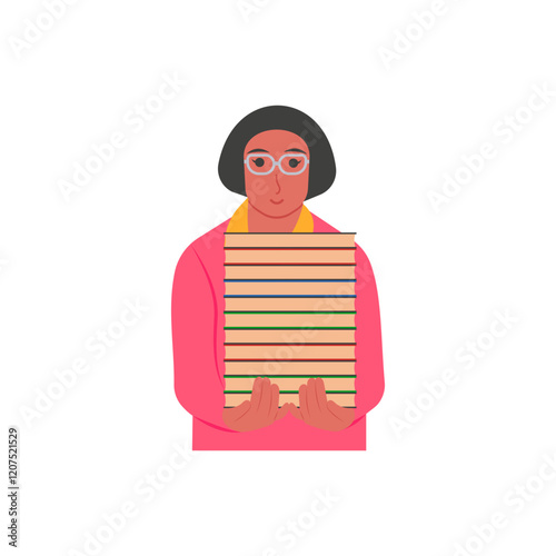 Librarian,  Women Career Flat Vector Illustration