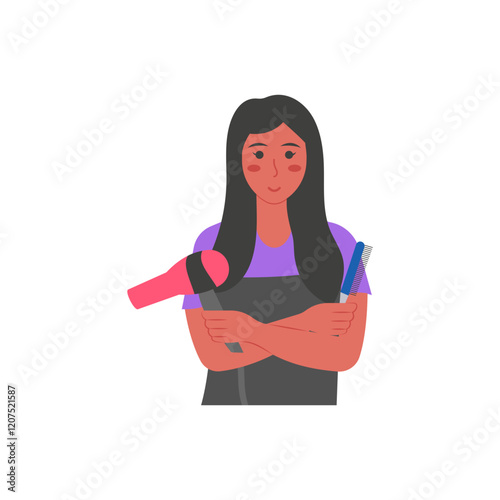 Hairdresser,  Women Career Flat Vector Illustration