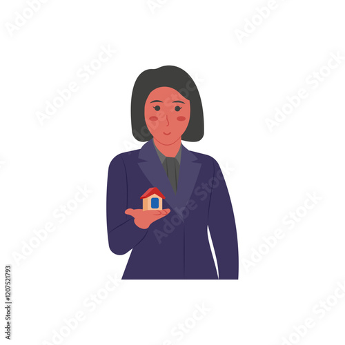 Real Estate Agent,  Women Career Flat Vector Illustration