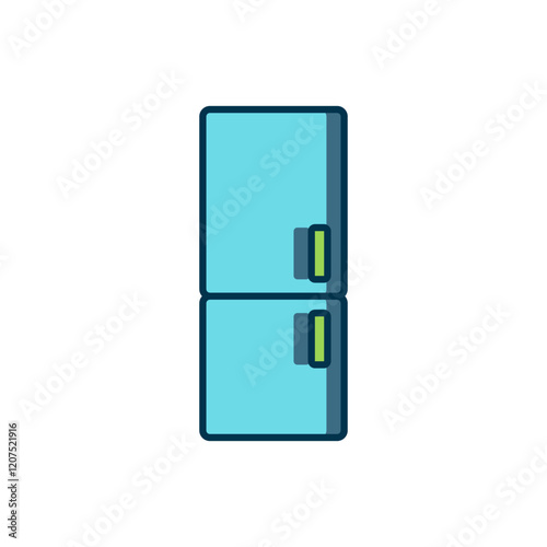 Filled outline Refrigerator icon isolated on white background. Fridge freezer refrigerator. Household tech and appliances. Flat filled outline style with shadow. Vector