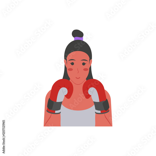 Boxer,  Women Career Flat Vector Illustration