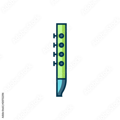 Filled outline Flute icon isolated on white background. Musical instrument. Flat filled outline style with shadow. Vector