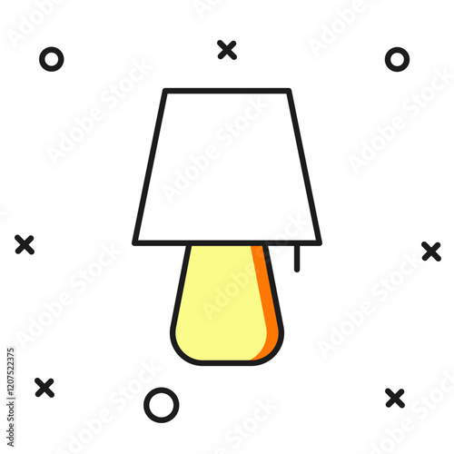 Filled outline Table lamp icon isolated on white background. Night light. Flat filled outline style with shadow. Vector