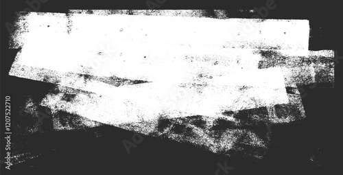 Linocut texture. Ink roller background. Grunge letterpress rectangles. Dry brayer striped lines isolated on dark background. Painted relief stains. Vector lino eroded abstract illustration.