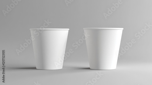 Blank white paper french fries holder cup. Closed and open. Realistic 3d vector mock-up. Takeaway street food cone packaging. Mockup. Cardboard snack box bucket. Template for design