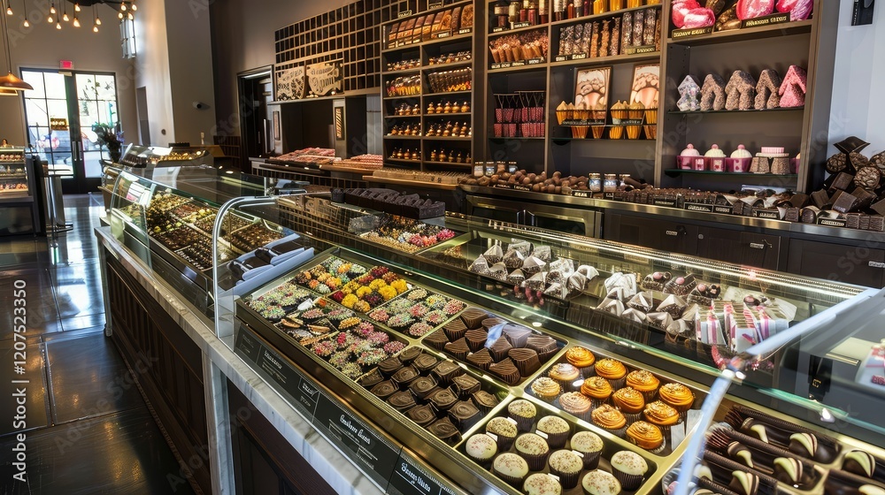 Fototapeta premium Luxurious Chocolate Shop Display with Assorted Confections