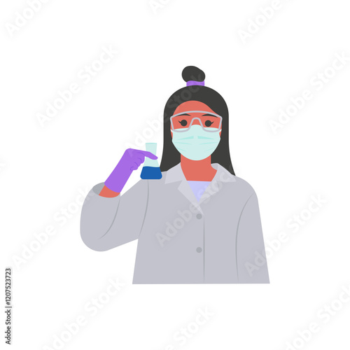 Chemist,  Women Career Flat Vector Illustration