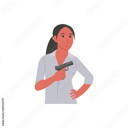 Spy,  Women Career Flat Vector Illustration