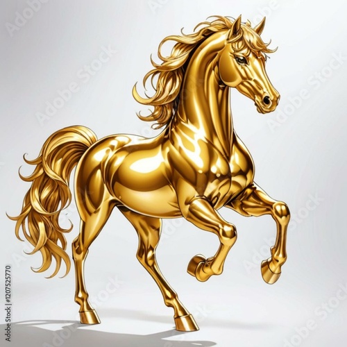 黄金の馬です。AI生成画像を利用してます。