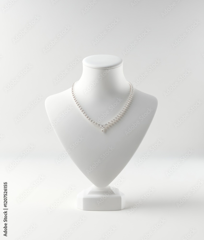 Elegant Diamond Necklace Displayed on a Mannequin Elegant Diamond Necklace Displayed on a Mannequin