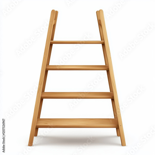 Wooden ladder shelf with five steps, perfect for storage and display