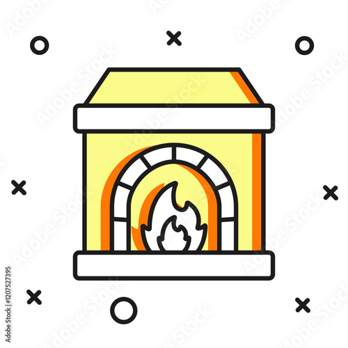 Filled outline Blacksmith oven icon isolated on white background. Flat filled outline style with shadow. Vector