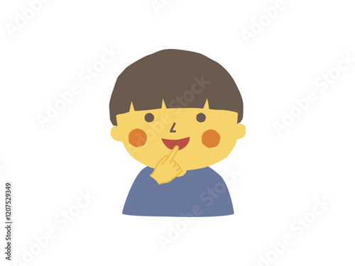 人差し指をくわえる男の子