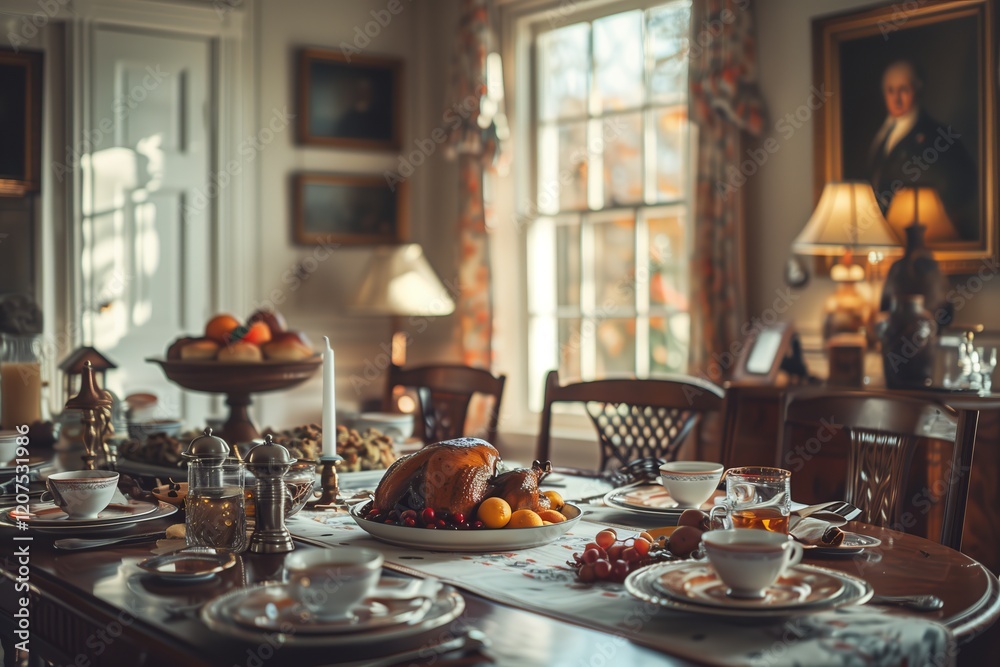 An elegantly set dining table with an array of delicious dishes and delightful decor. An elegantly set dining table with an array of delicious dishes and delightful decor.