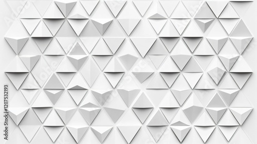 Geometric 3D White Triangular Pattern With Abstract Symmetry and Texture