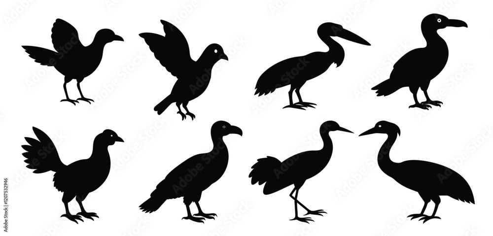Obraz premium Natural bird silhouette vector set design