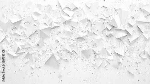 Abstract Geometric White Fragments Background With Textured Surface