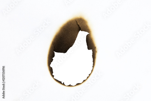 Burned hole on a white paper with clipping path.