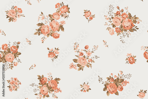 Seamless spring vector pattern with floral motif for dress fabric	
