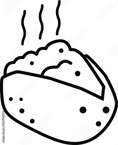 Baked Potato Simple Outline Illustration