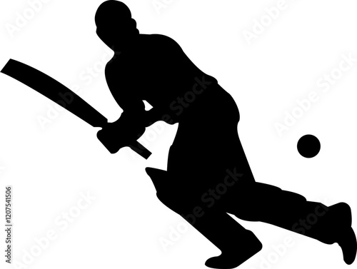 Player playing cricket action pose icon black flat championship vector collection isolated on transparent background. Related to the game of cricket with various element bowler fielder photo