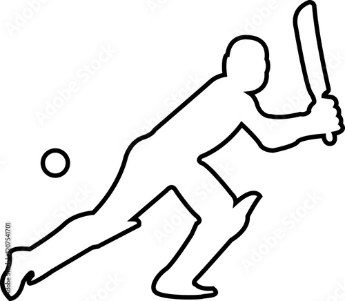 Player playing cricket action pose icon black line championship vector collection isolated on transparent background. Related to the game of cricket with various element bowler fielder