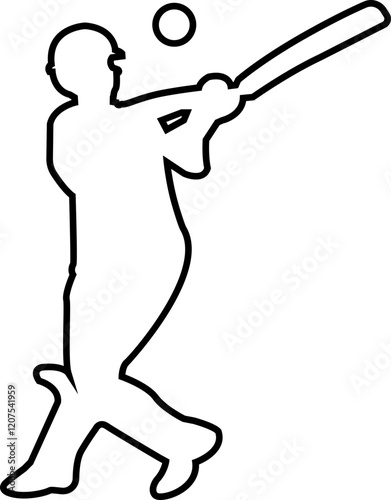 Player playing cricket action pose icon black line championship vector collection isolated on transparent background. Related to the game of cricket with various element bowler fielder photo