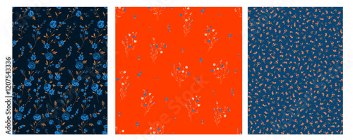 Seamless spring vector pattern with floral motif for dress fabric